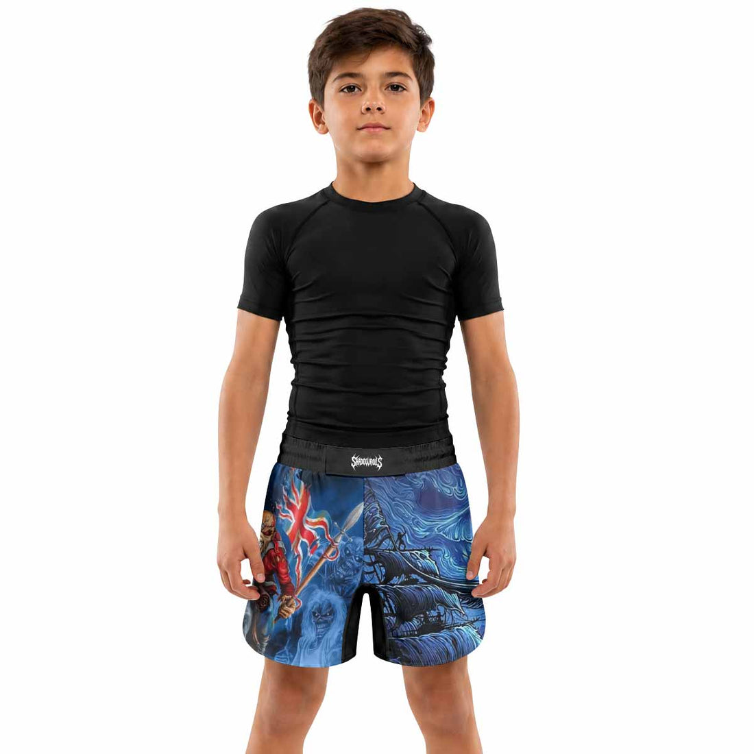 Iron Maiden England Flag Kids Grappling Shorts - lifestyle