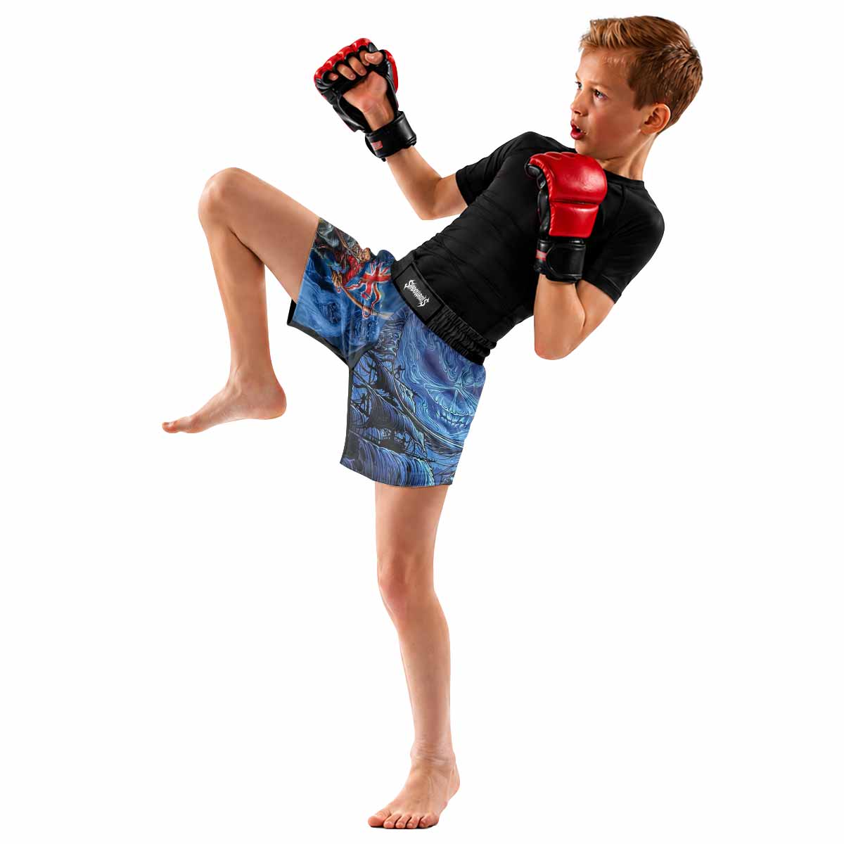 Iron Maiden England Flag Kids Grappling Shorts - lifestyle