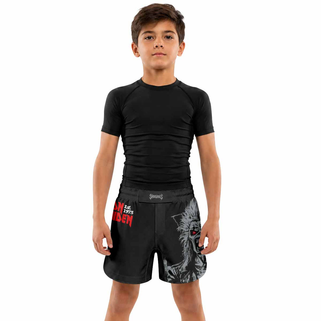 Iron Maiden Eddie the Head Kids Grappling Shorts - lifestyle