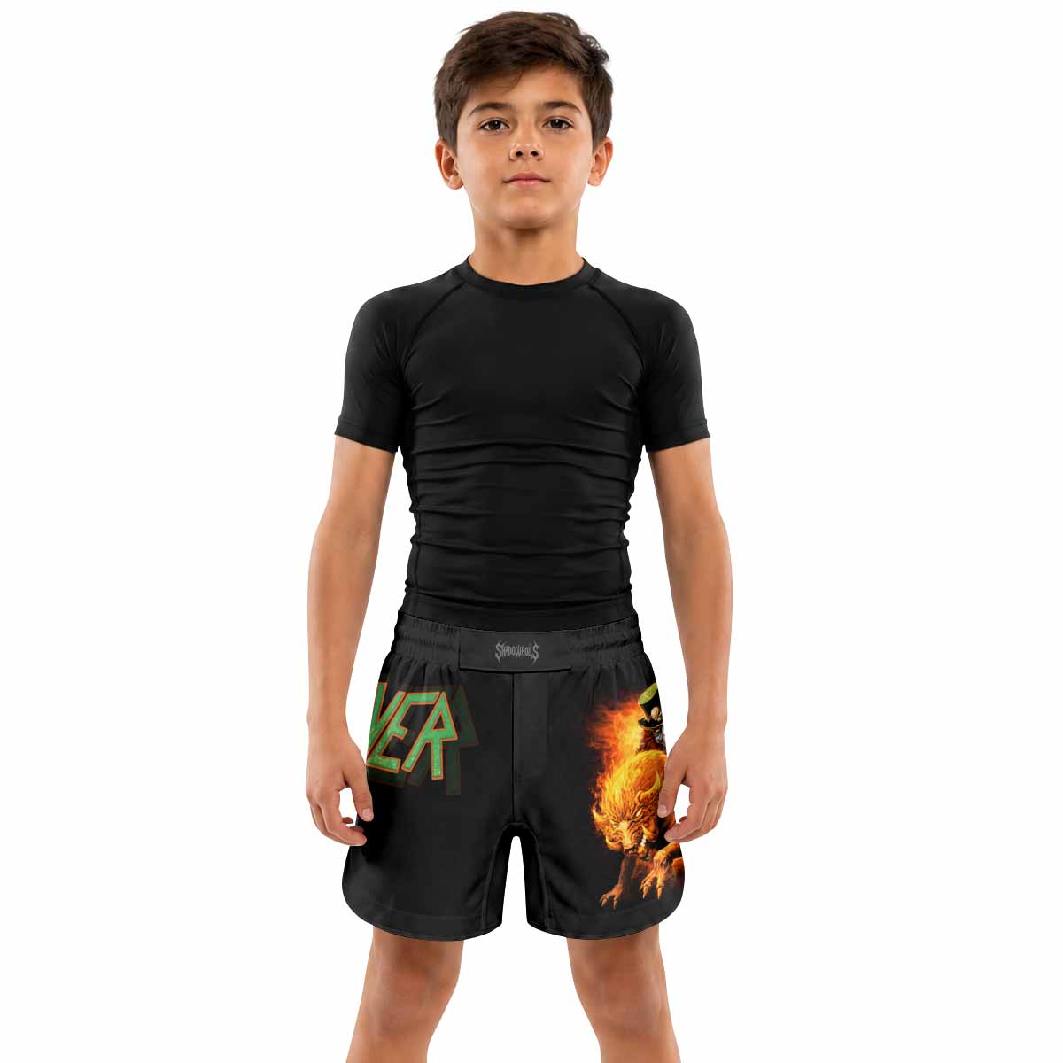 Slayer Hellfire Demon Kids Grappling Shorts - lifestyle