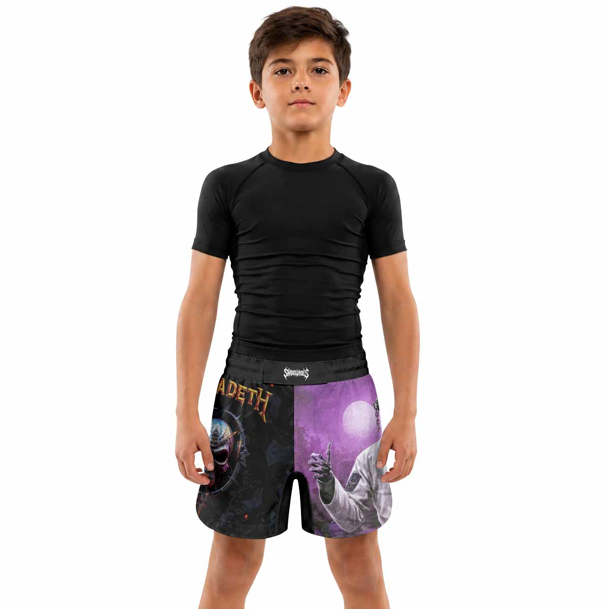 Megadeth Vic Rattlehead Kids Grappling Shorts - lifestyle