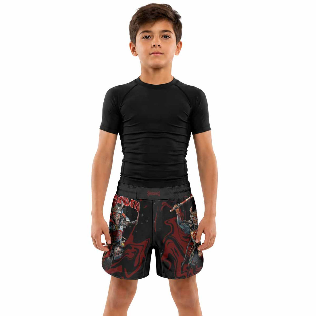 Iron Maiden Senjutsu Samurai Eddie Kids Grappling Shorts - lifestyle