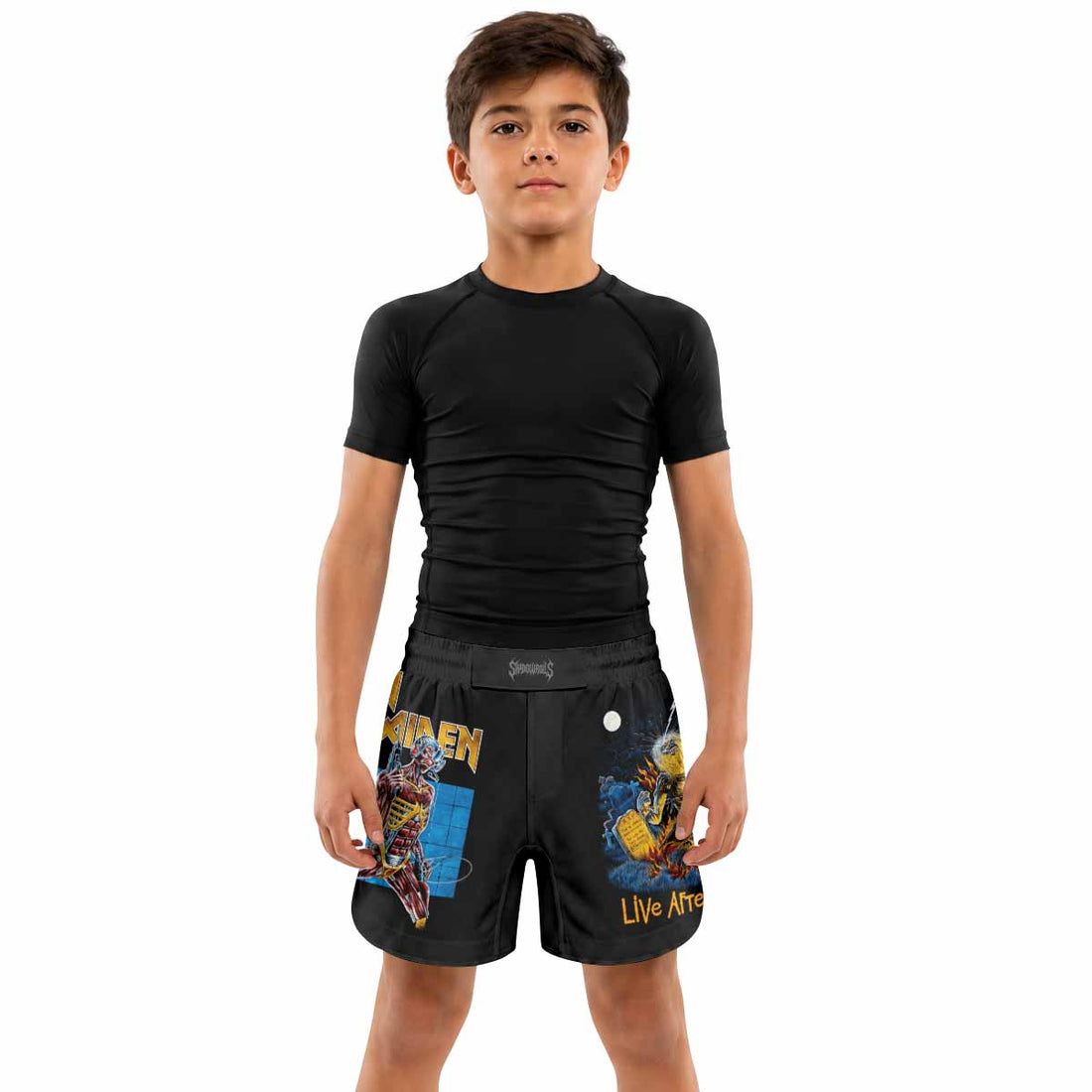 Iron Maiden Live After Death Kids Grappling Shorts - lifestyle