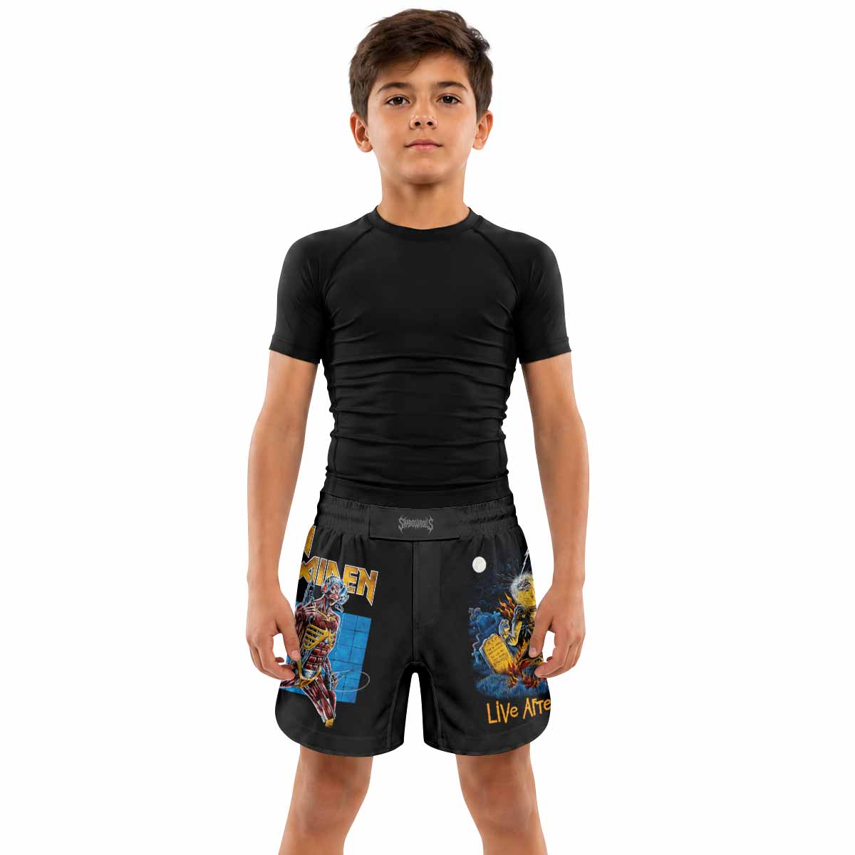 Iron Maiden Live After Death Kids Grappling Shorts - lifestyle