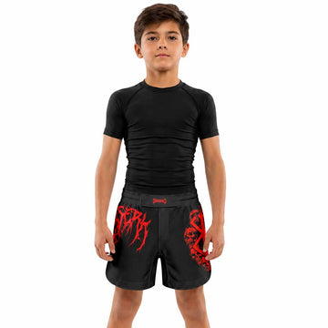 Berserk Metal Skull Knight Kids Grappling Shorts - lifestyle
