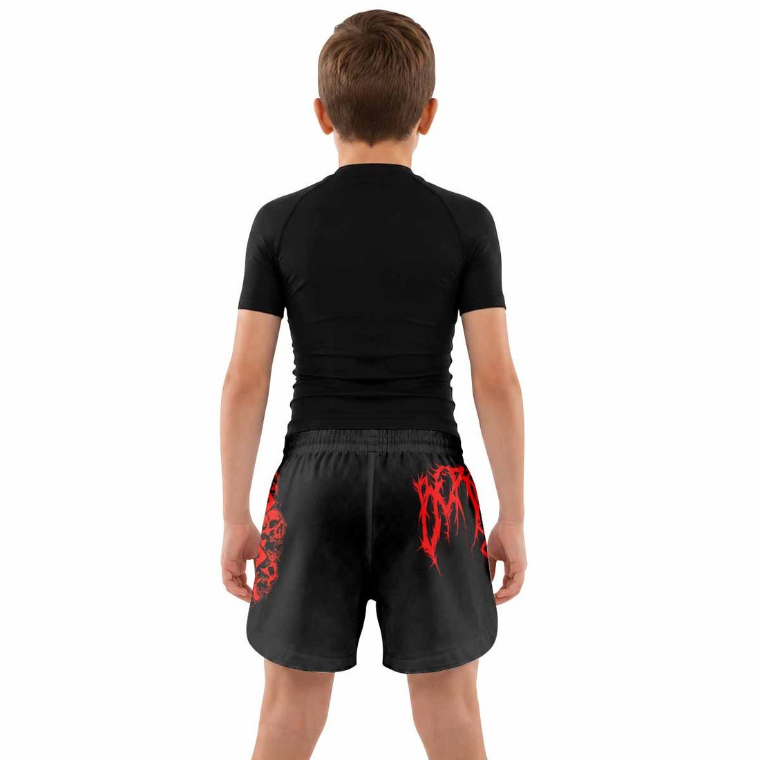 Berserk Metal Skull Knight Kids Grappling Shorts - lifestyle