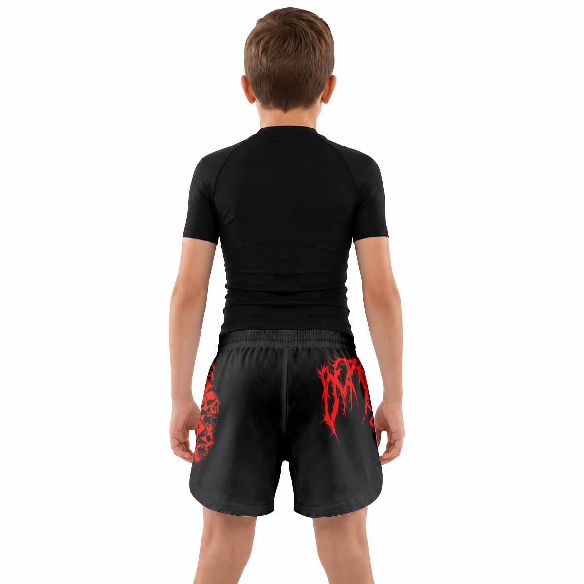 Berserk Metal Skull Knight Kids Grappling Shorts - lifestyle