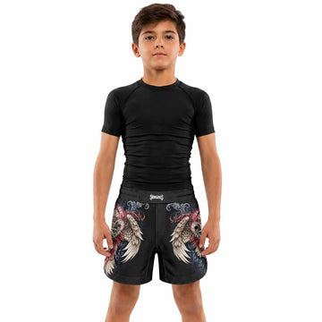 Metallic Embossed Angel Kids Grappling Shorts - lifestyle