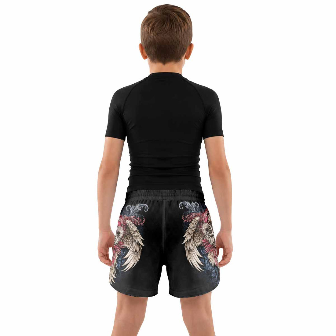Metallic Embossed Angel Kids Grappling Shorts - lifestyle