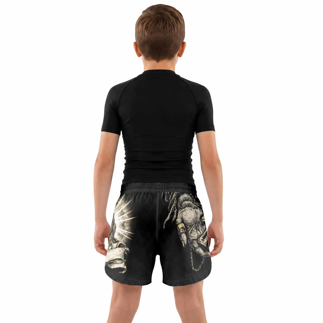 Praying Hands Skull Kids Grappling Shorts - lifestyle