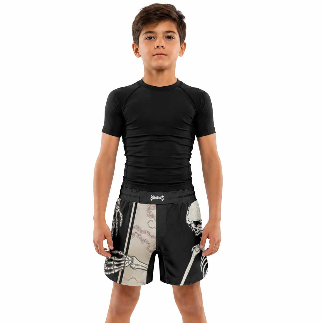 Bare Bones Skeleton Kids Grappling Shorts - lifestyle