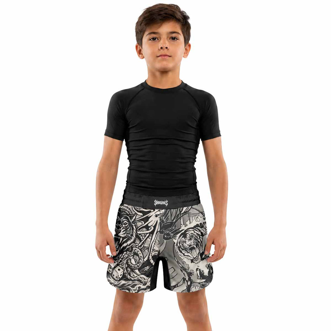 Savage Ocean Irezumi Kids Grappling Shorts - lifestyle