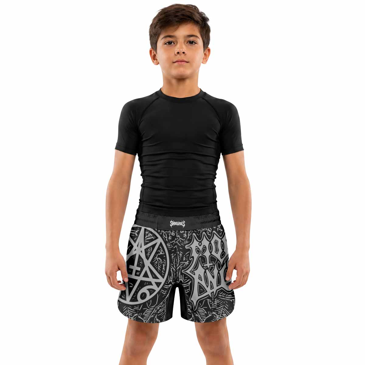 Morbid Angel Unholy Blasphemies Kids Grappling Shorts - lifestyle