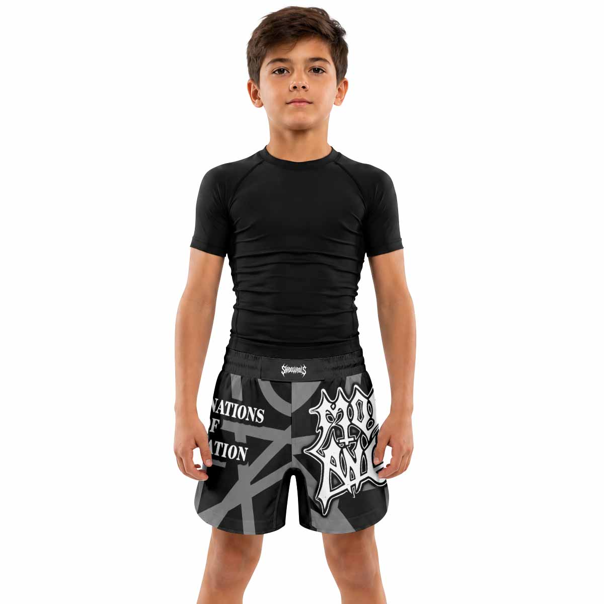 Morbid Angel Abominations of Desolation Kids Grappling Shorts - lifestyle