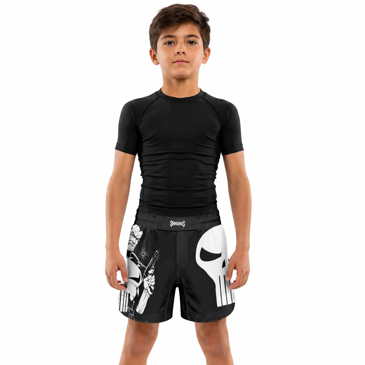 The Punisher Comic Frank Castle Kids Grappling Shorts - lifestyle