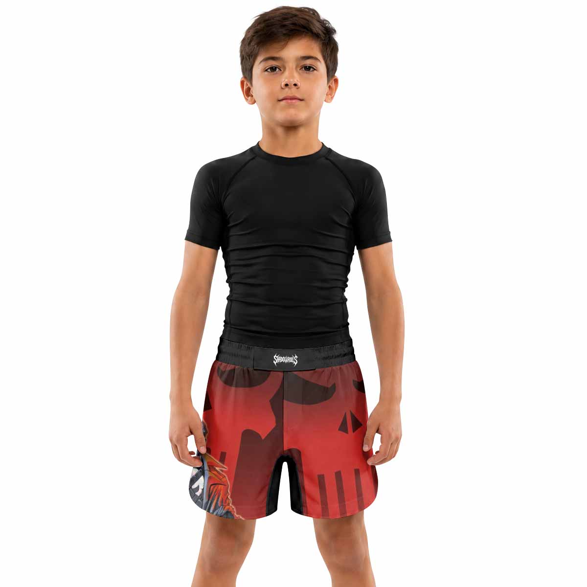 The Punisher Red Frank Castle Kids Grappling Shorts - lifestyle
