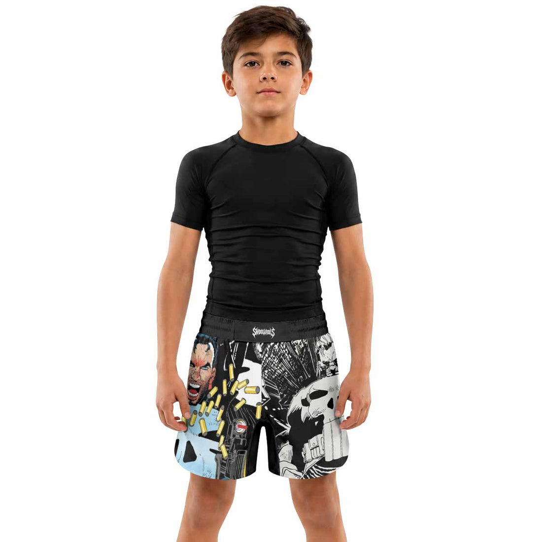 Punisher Bullet Storm Frank Castle Kids Grappling Shorts - lifestyle