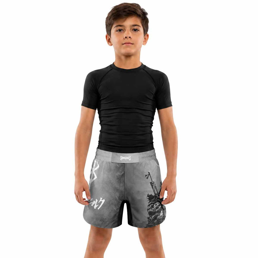 Berserk Guts Sorrow Kids Grappling Shorts - lifestyle