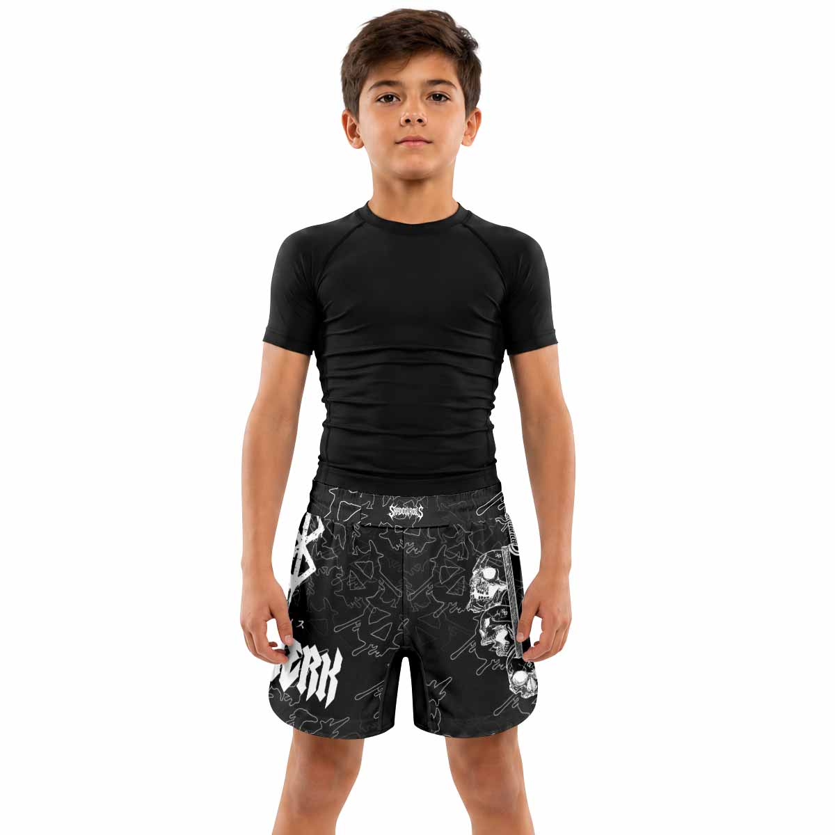 Berserk Dragon Slayer Skull Kids Grappling Shorts - lifestyle