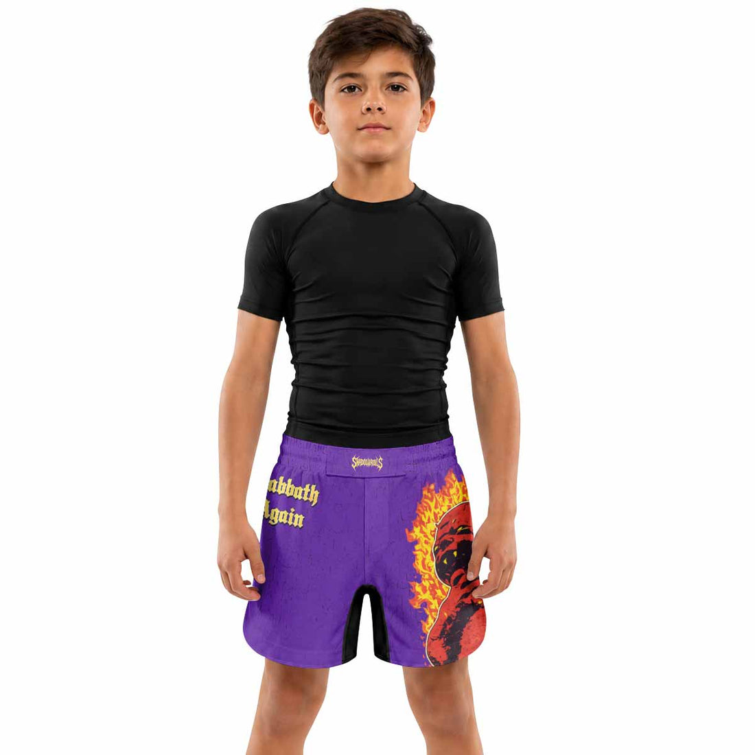 Born Again Black Sabbath Kids Grappling Shorts - lifestyle