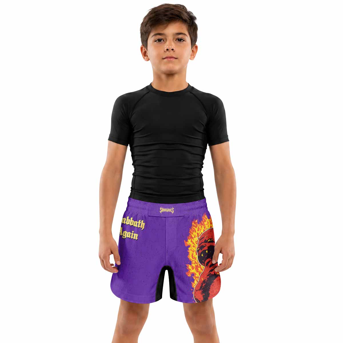 Born Again Black Sabbath Kids Grappling Shorts - lifestyle
