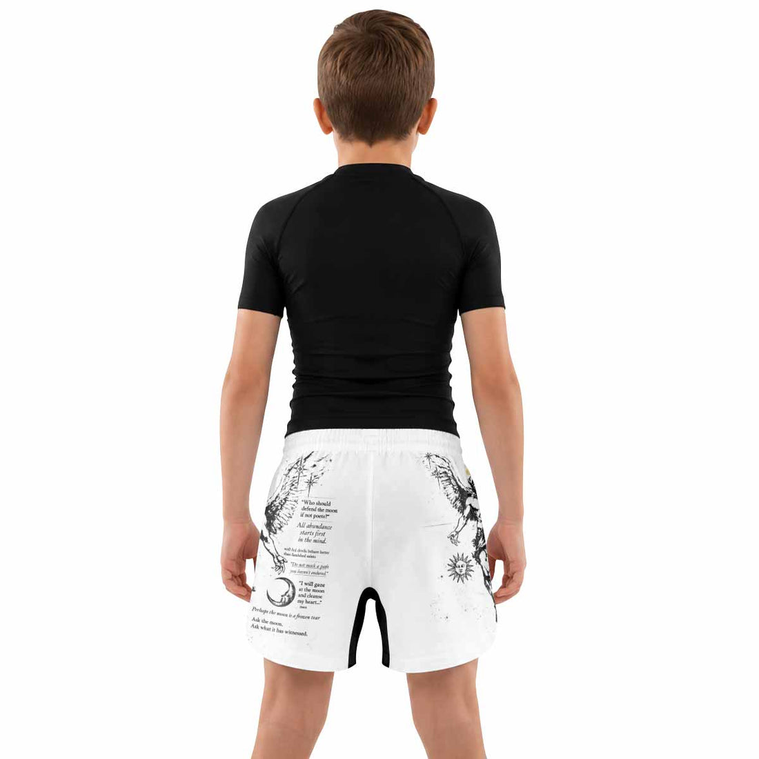 The Messenger Has Arrived White Kids Grappling Shorts - lifestyle