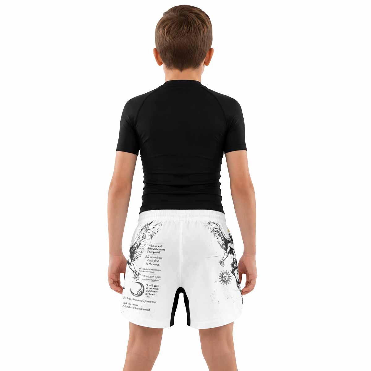 The Messenger Has Arrived White Kids Grappling Shorts - lifestyle