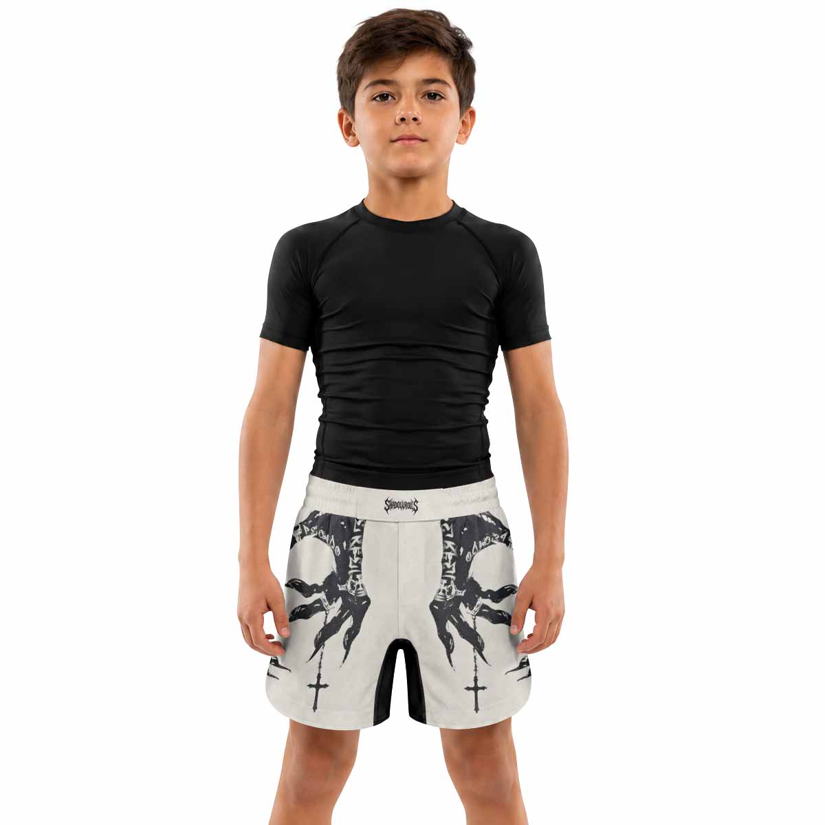Monster Claw with Cross Kids Grappling Shorts - lifestyle