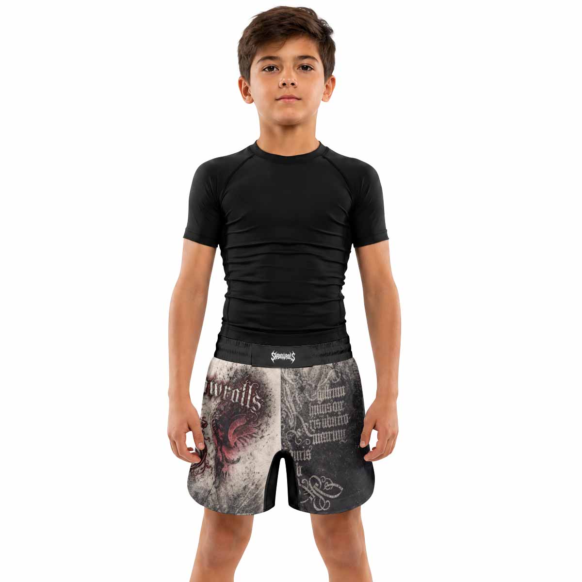 Grunge Smoke Gothic Kids Grappling Shorts - lifestyle