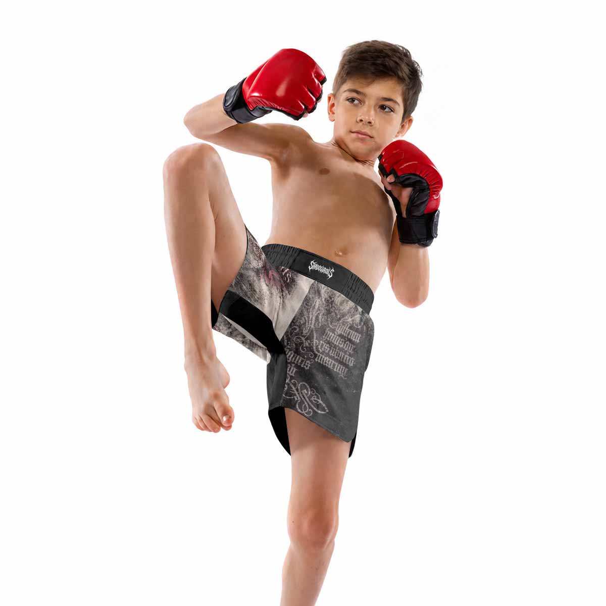 Grunge Smoke Gothic Kids Grappling Shorts - lifestyle