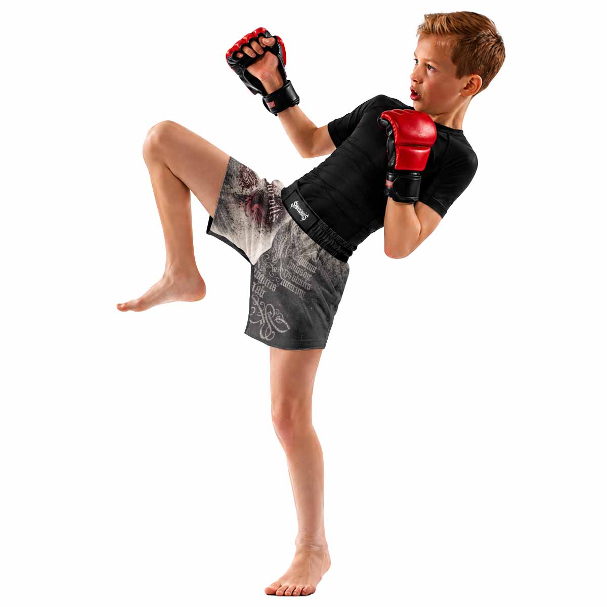 Grunge Smoke Gothic Kids Grappling Shorts - lifestyle