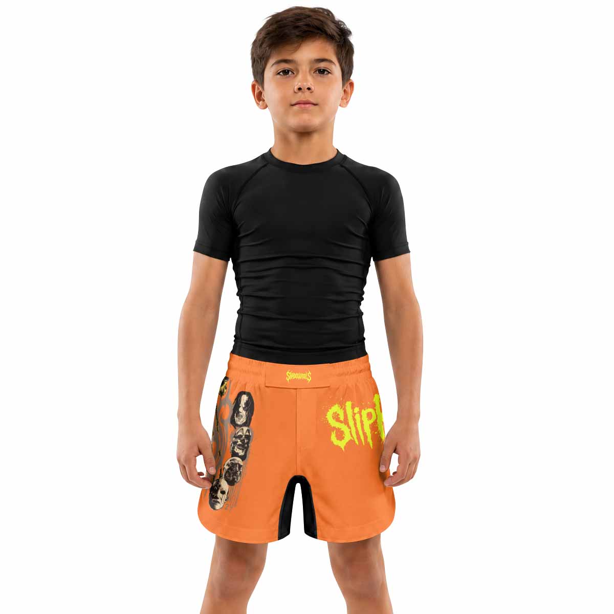 Slipknot Splatter Orange Kids Grappling Shorts - lifestyle