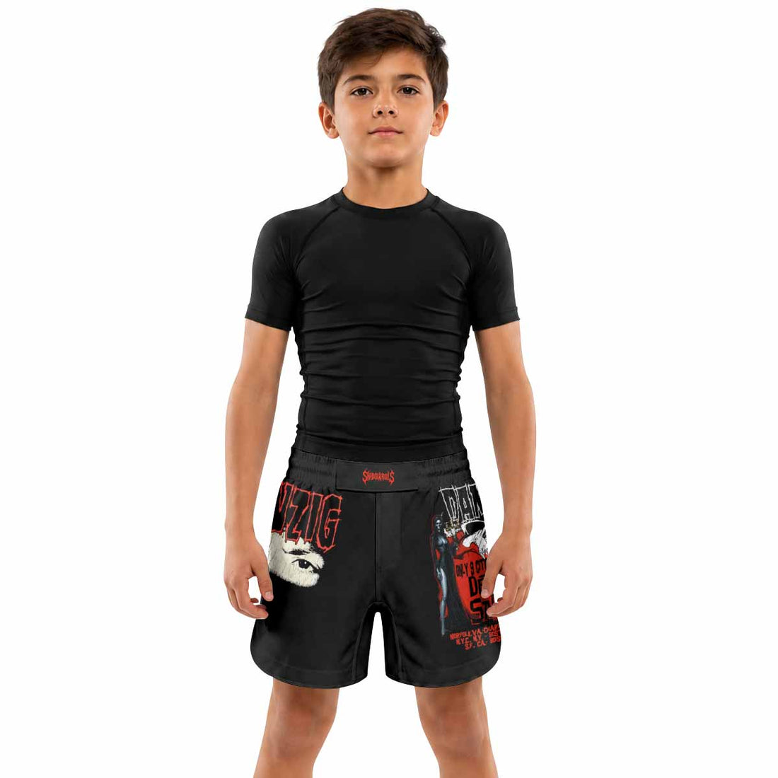 Danzig Deth Red Sabaoth Kids Grappling Shorts - lifestyle
