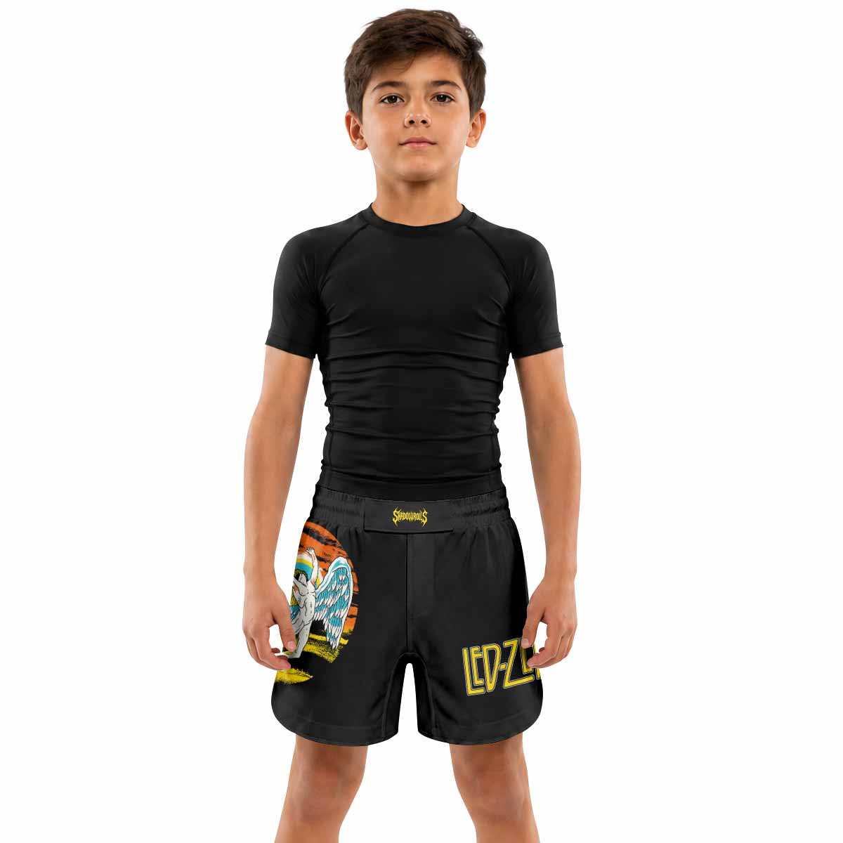 Led Zeppelin North American Tour 1975 Kids Grappling Shorts - lifestyle