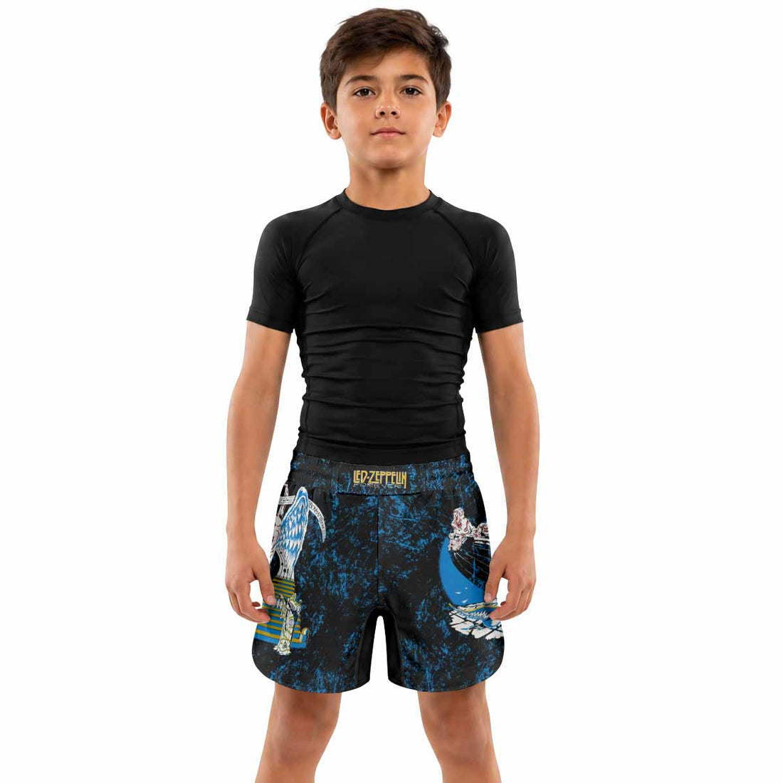 Led Zeppelin Swan Song Kids Grappling Shorts - lifestyle