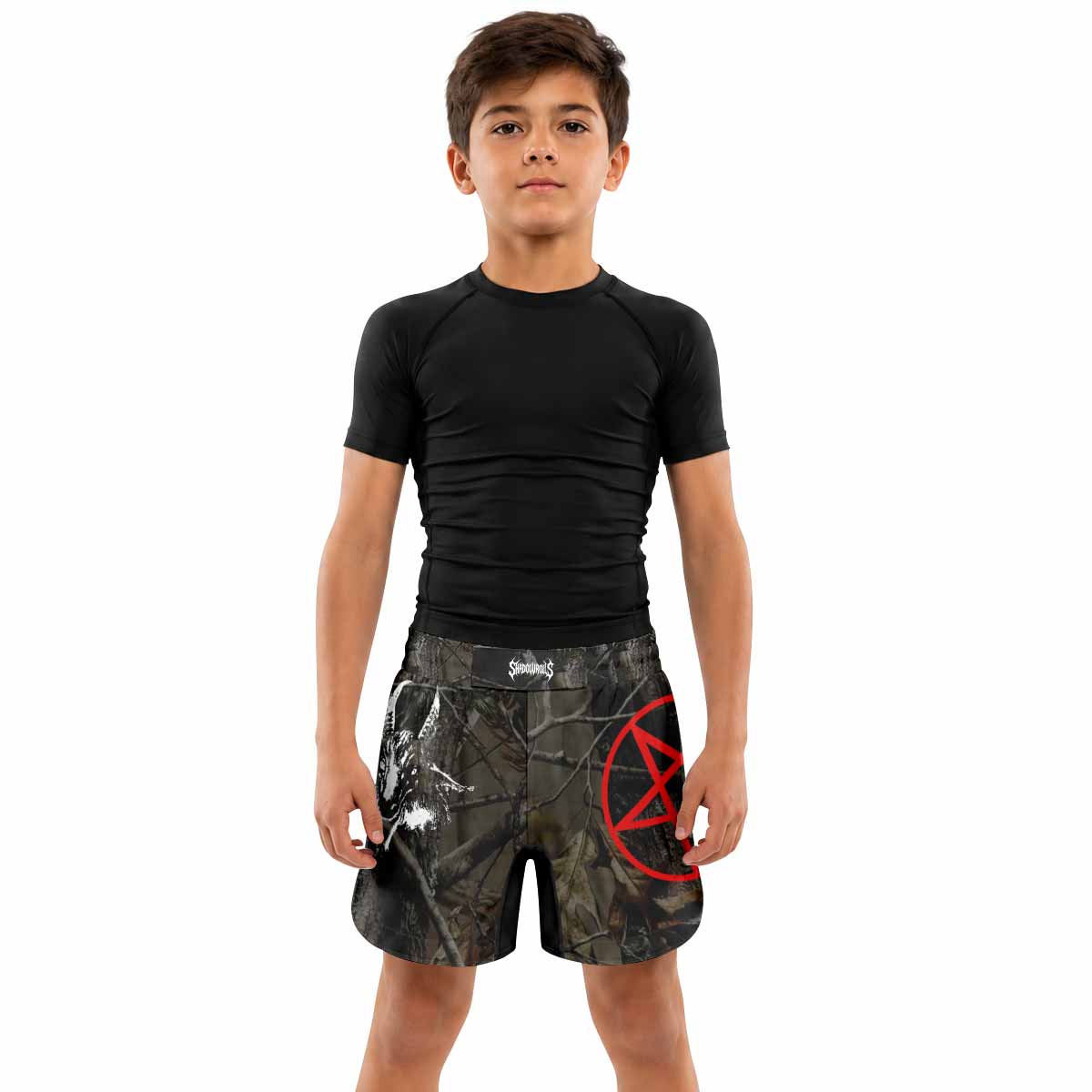 Bathory Sigil of Baphomet Kids Grappling Shorts - lifestyle
