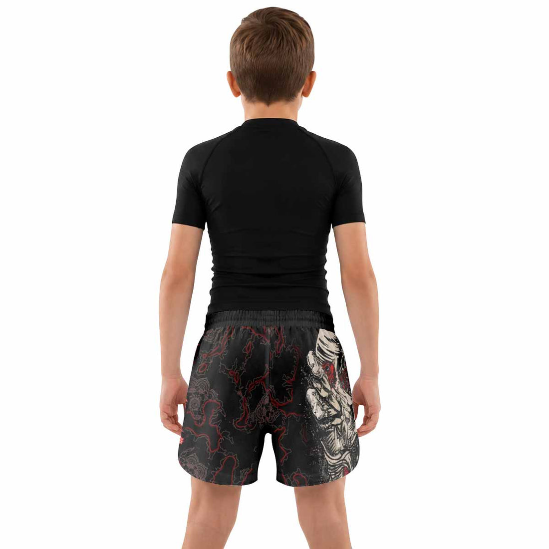 Crimson Hollow Skull Kids Grappling Shorts - lifestyle