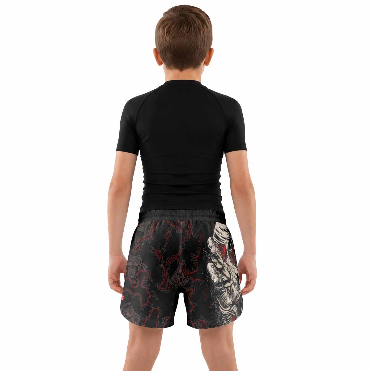 Crimson Hollow Skull Kids Grappling Shorts - lifestyle