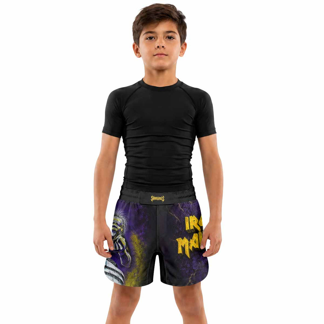 Iron Maiden Capitol Chaos Eddie Kids Grappling Shorts - lifestyle