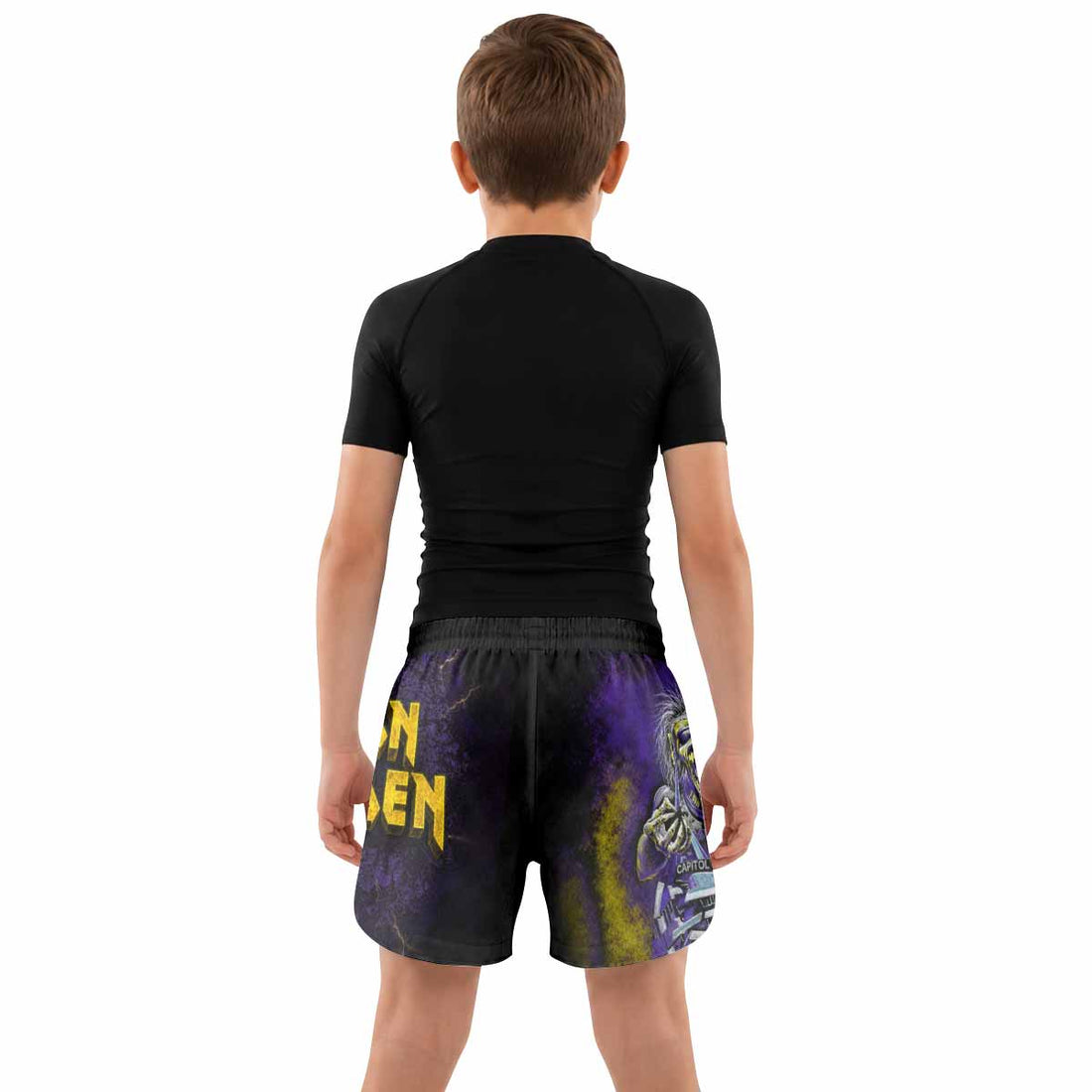 Iron Maiden Capitol Chaos Eddie Kids Grappling Shorts - lifestyle