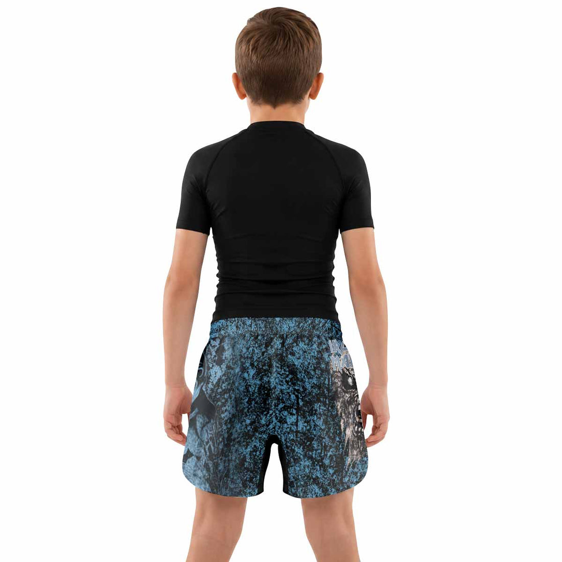 Iron Maiden Fear Reaper Eddie Kids Grappling Shorts - lifestyle