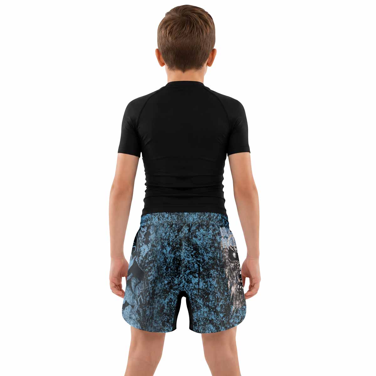 Iron Maiden Fear Reaper Eddie Kids Grappling Shorts - lifestyle