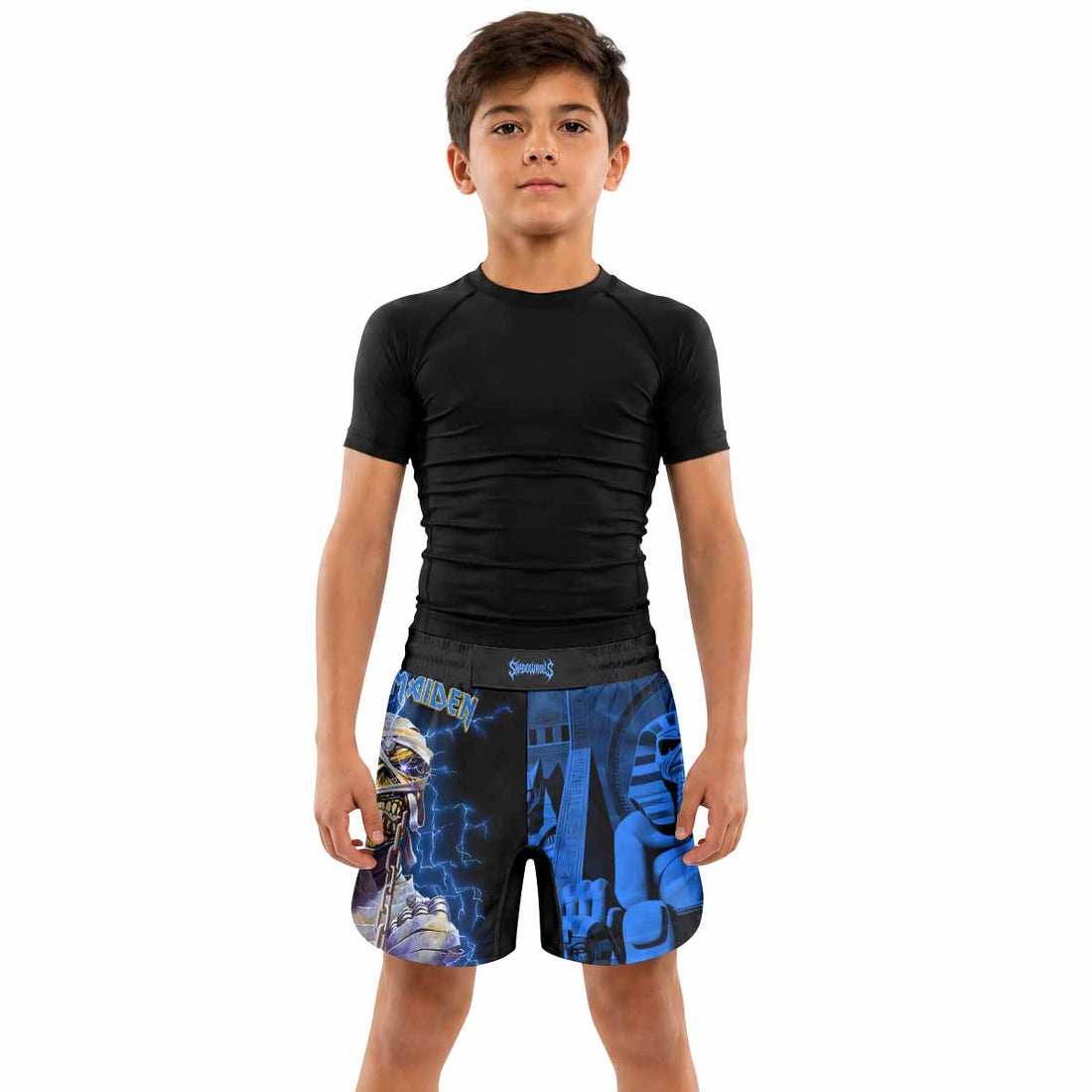 Iron Maiden Powerslave Mummy Eddie Kids Grappling Shorts - lifestyle
