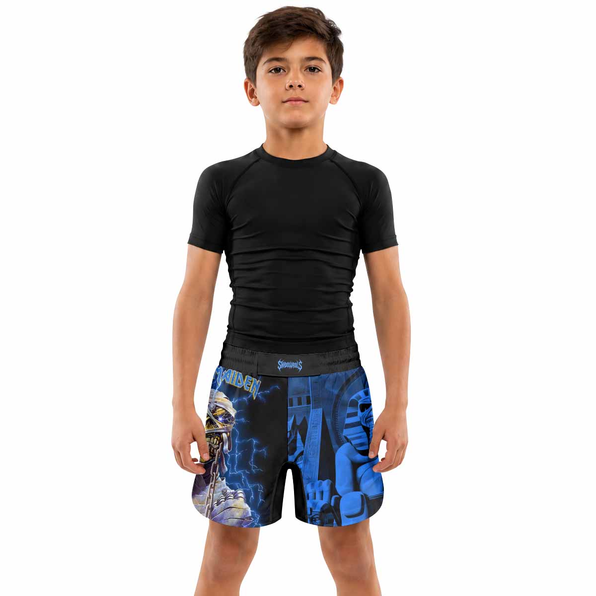 Iron Maiden Powerslave Mummy Eddie Kids Grappling Shorts - lifestyle