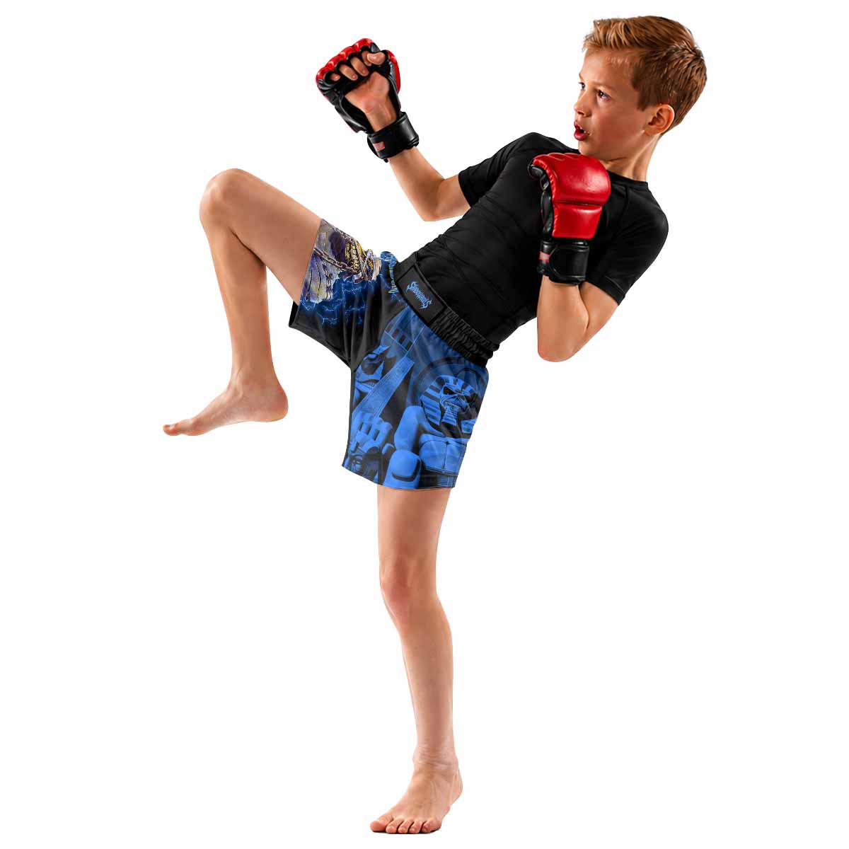 Iron Maiden Powerslave Mummy Eddie Kids Grappling Shorts - lifestyle