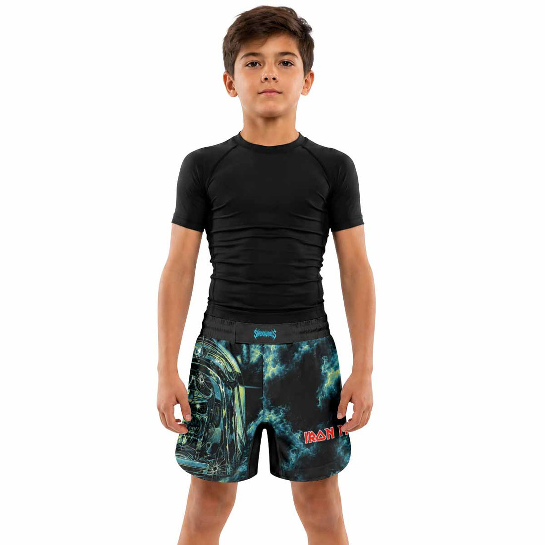 Iron Maiden Aces High Eddie Pilot Kids Grappling Shorts - lifestyle