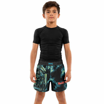 Iron Maiden Aces High Eddie Pilot Kids Grappling Shorts - lifestyle