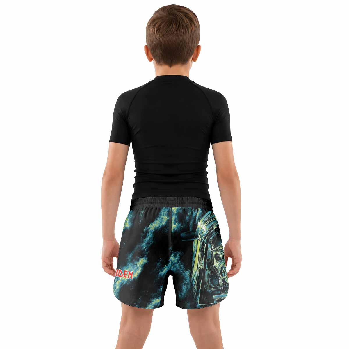 Iron Maiden Aces High Eddie Pilot Kids Grappling Shorts - lifestyle