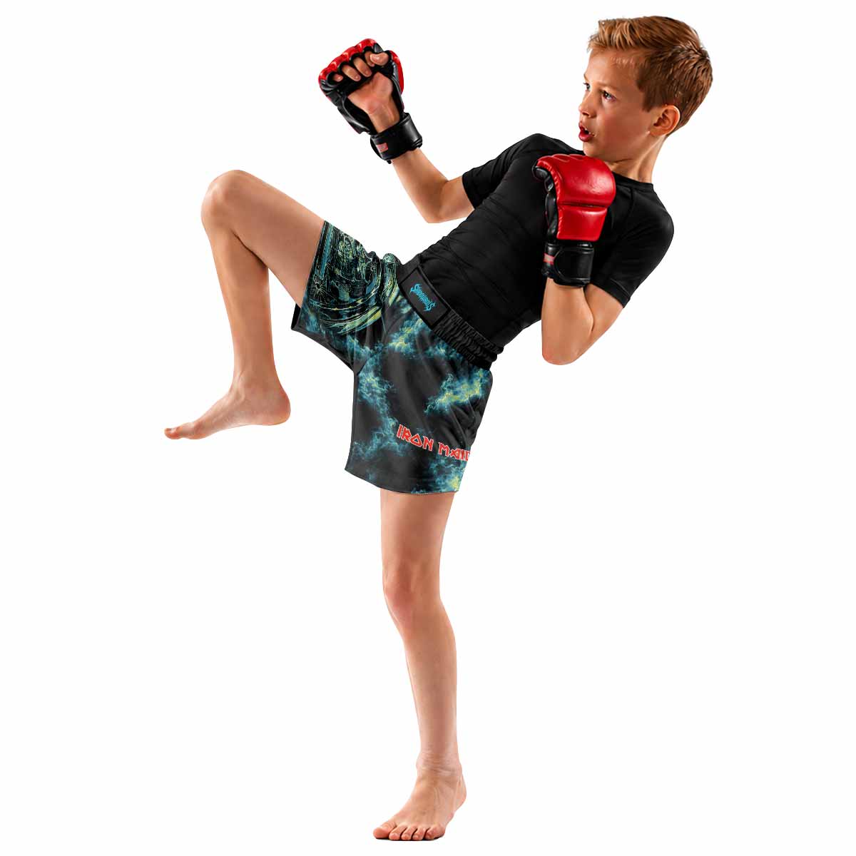 Iron Maiden Aces High Eddie Pilot Kids Grappling Shorts - lifestyle