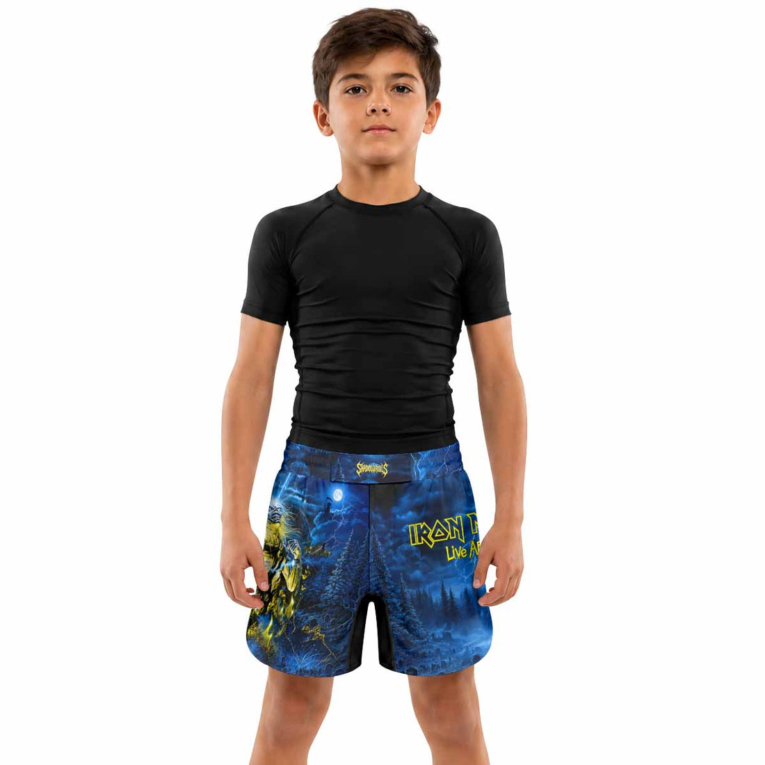 Iron Maiden Live After Death Eddie Kids Grappling Shorts - lifestyle